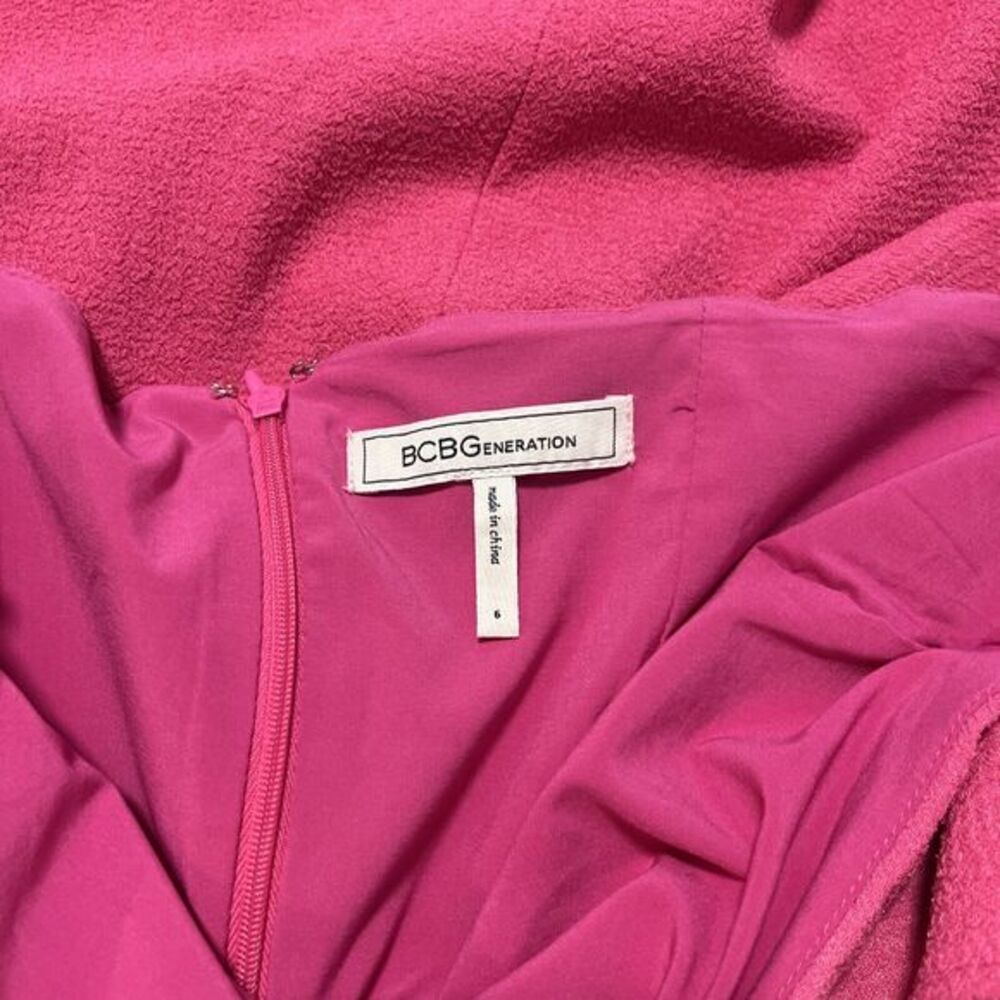BCBGeneration Women's Fit and Flare Square Neck Flutter Mini Dress Pink Size 6 - Picture 6 of 8